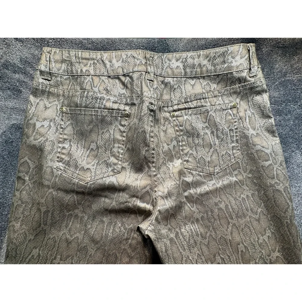 Chicos Platinum Metallic Snakeskin Print Slim Jeans Gold Bronze Size 2.5 - 14